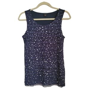 Ann Taylor Top Womens S Small Navy White Polka Dot Sleeveless Tank Top